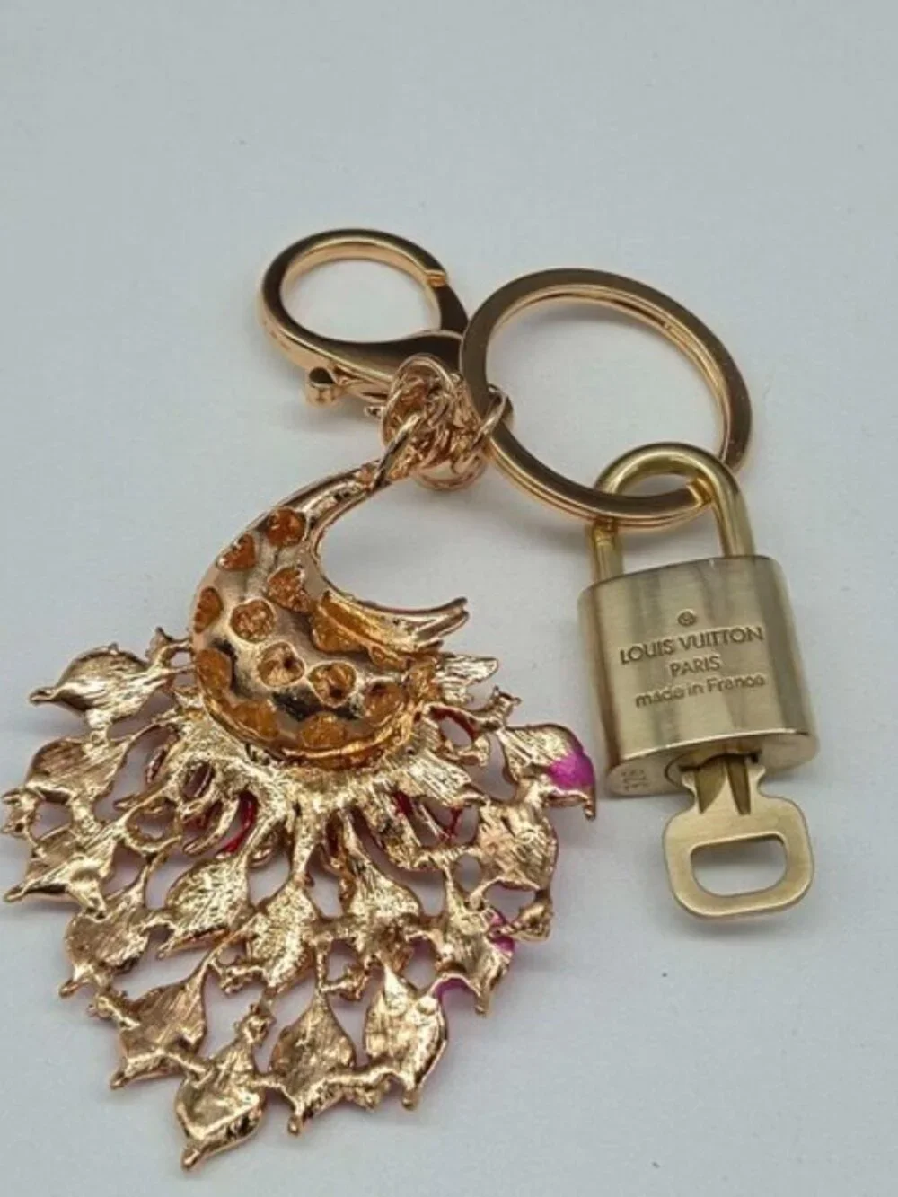 Louis Vuitton Authentic Gold Lock & Key 🔑 Bag Charm + Unbranded Keychain